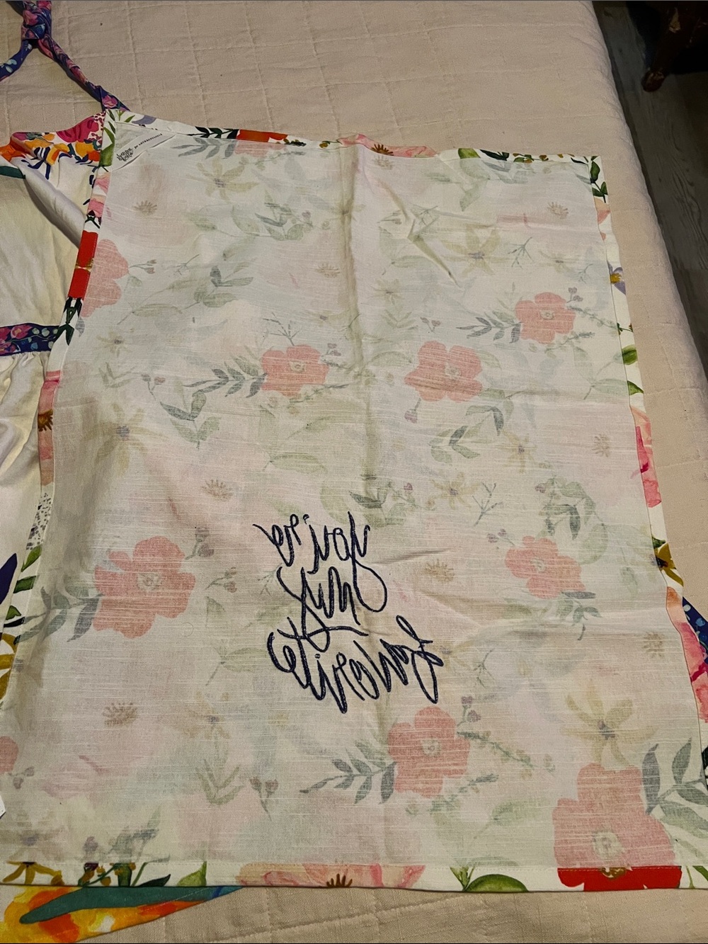 NWOT OS Anthropologie X Floral Halter Apron with Floral Towel - Picture 3 of 9